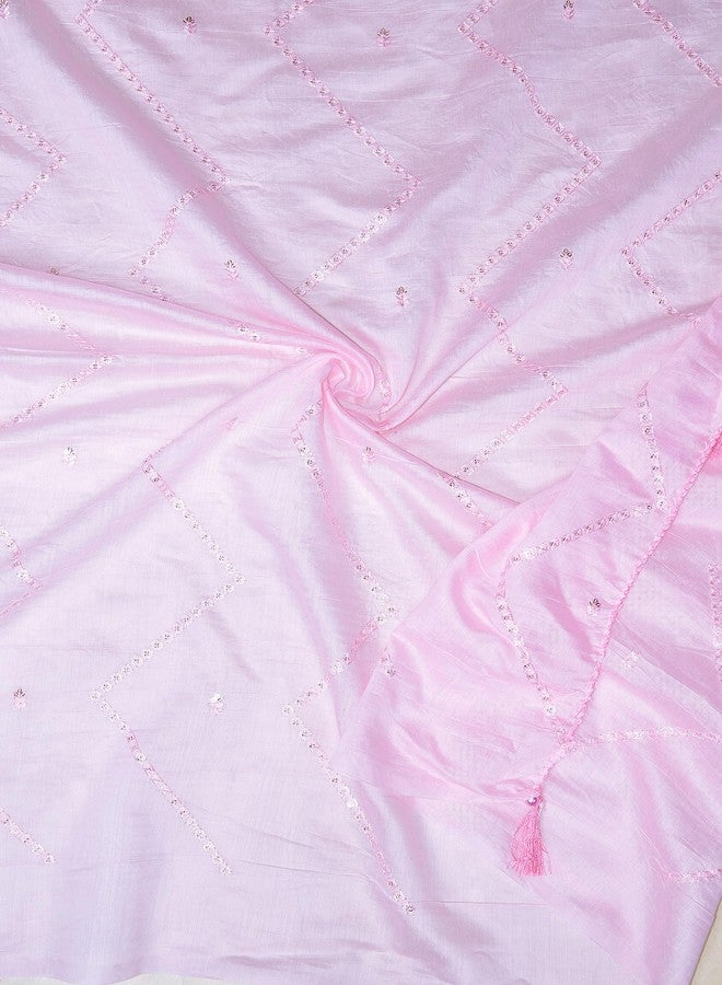 Chandrakala Cotton Dupatta for Women, Shawl Scarf Wrap Chunni,Baby Pink (D254BAB) - Image 4